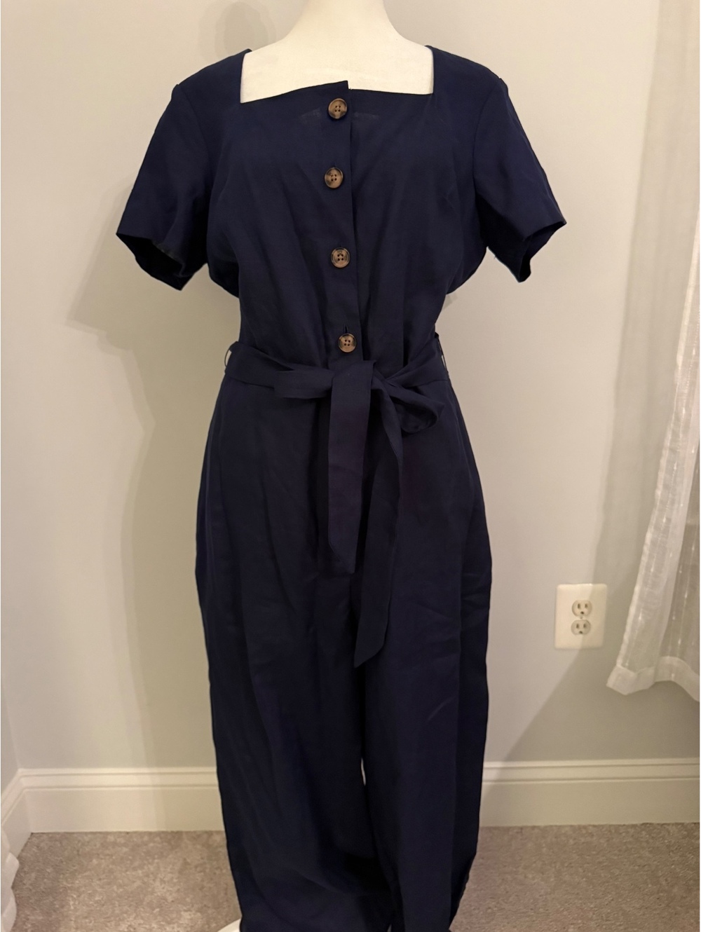 Hobbs Jazlyn Navy Jumpsuit Size 10 New With Tags Belted Wide Leg